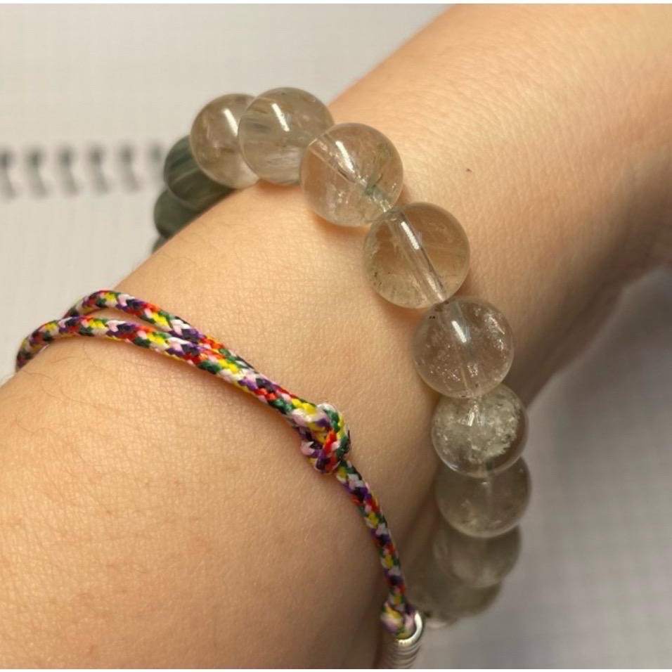 ✨礦石串串 能量水晶手鍊 ｜綠幽靈 綠髮晶 黑碧璽 紫龍晶 手作感 請收下宇宙祝福讓礦礦跟您回家 手鏈手環生命靈數-細節圖2