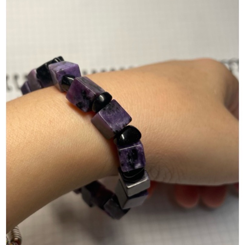 ✨礦石串串 能量水晶手鍊 ｜綠幽靈 綠髮晶 黑碧璽 紫龍晶 手作感 請收下宇宙祝福讓礦礦跟您回家 手鏈手環生命靈數-細節圖4