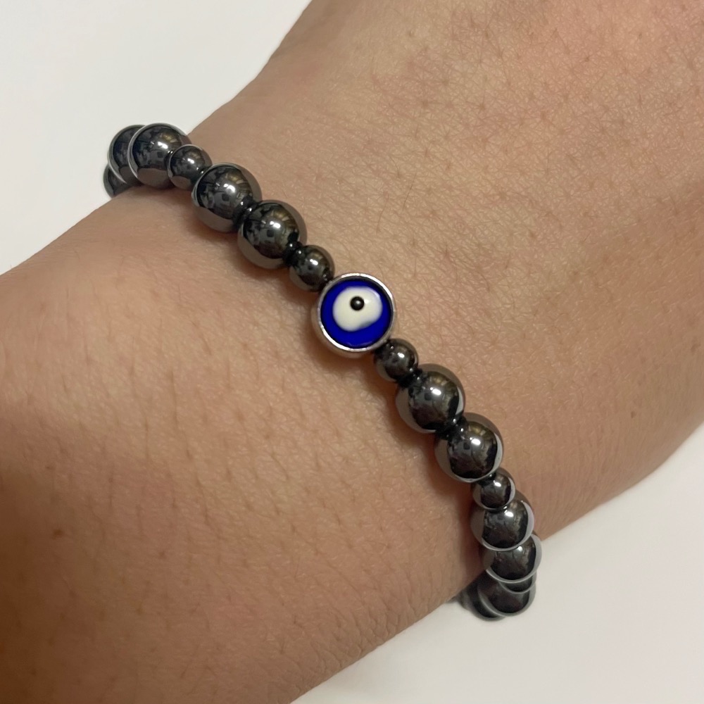 希臘帶回-美杜莎之眼串太赫茲石 手鍊 採用韓國彈性線耐用-細節圖3