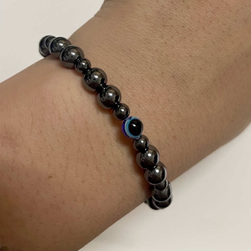 希臘帶回-美杜莎之眼串太赫茲石 手鍊 採用韓國彈性線耐用-細節圖4