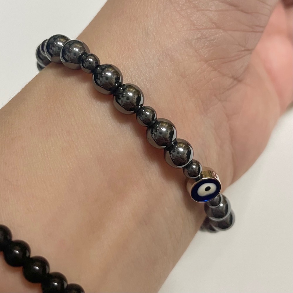 希臘帶回-美杜莎之眼串太赫茲石 手鍊 採用韓國彈性線耐用-細節圖5