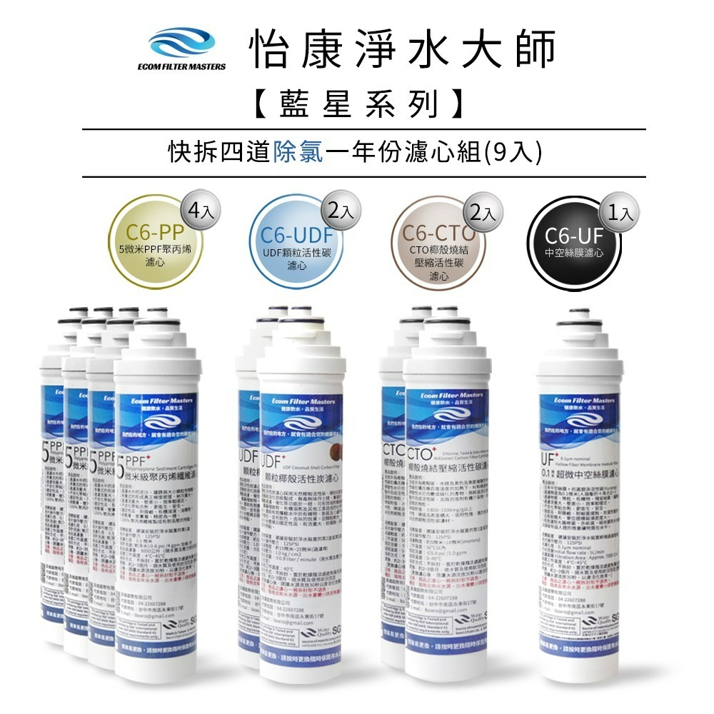 【怡康淨水】藍星系列 快拆式 一年份濾心組 9支組 《不含安裝》-規格圖3