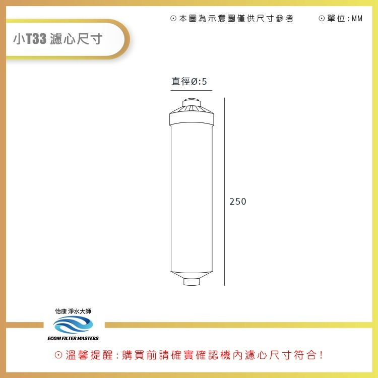 【怡康淨水】後置小T33 日本進口椰殼活性碳濾心 適用家用淨水器《不含安裝》-細節圖3