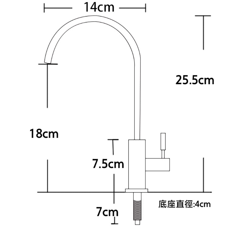 怡康 304不鏽鋼鵝頸龍頭通用2分出水口《不含安裝》-細節圖3