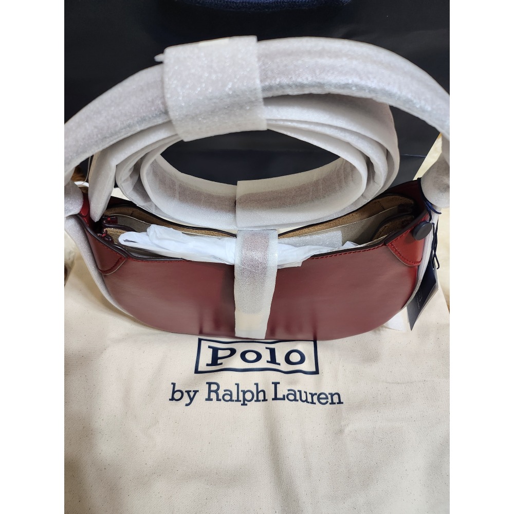 全新 台灣專櫃品 Polo Ralph Lauren Polo ID 酒紅色 皮革小型肩背包/斜背包 兩用-細節圖3