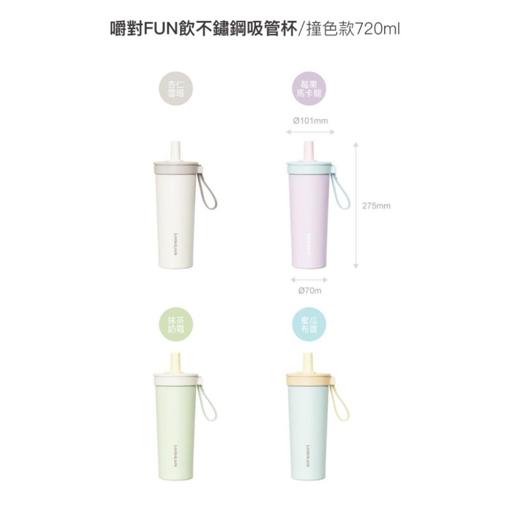 贈吸管刷 樂扣樂扣-嚼對fun飲不鏽鋼吸管杯720ml-細節圖3