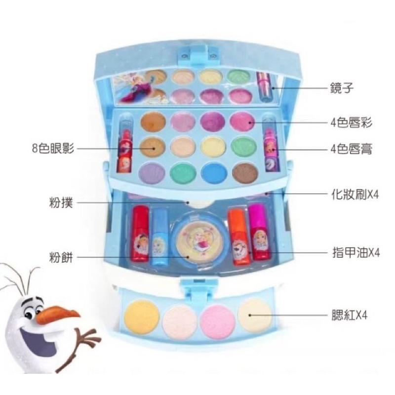 台灣現貨 迪士尼正版 化妝箱 ！豐富配件 兒童指甲油安全無毒 兒童化妝 兒童彩妝 冰雪奇緣化妝箱送立體貼紙公主化妝-細節圖3