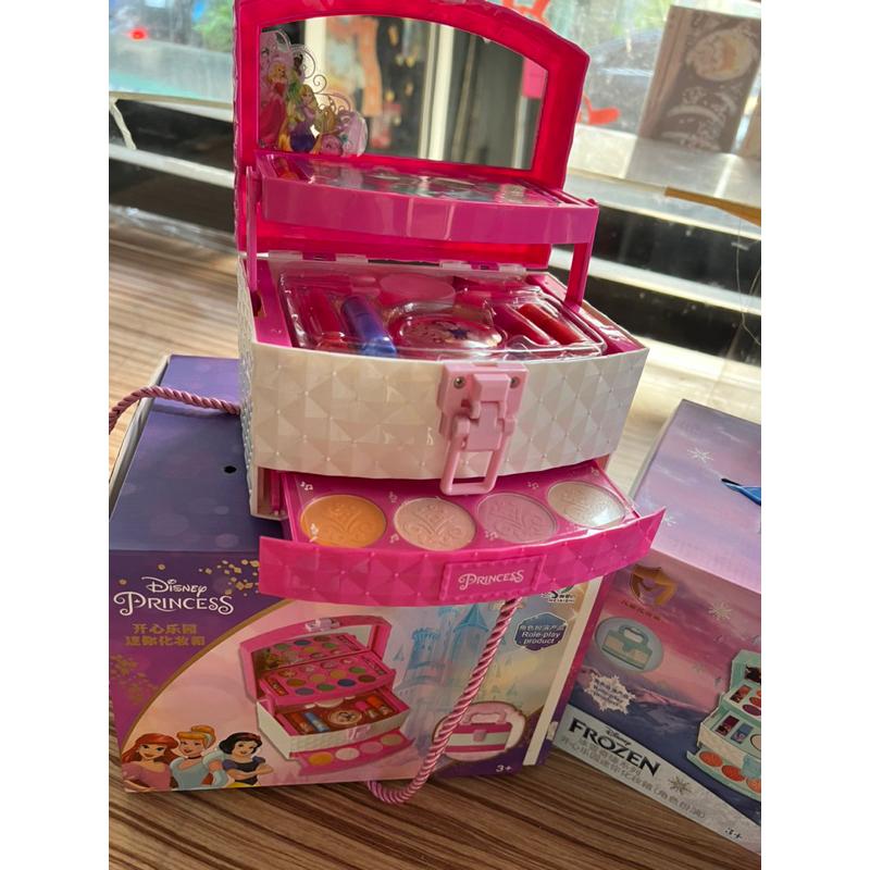 台灣現貨 迪士尼正版 化妝箱 ！豐富配件 兒童指甲油安全無毒 兒童化妝 兒童彩妝 冰雪奇緣化妝箱送立體貼紙公主化妝-細節圖7