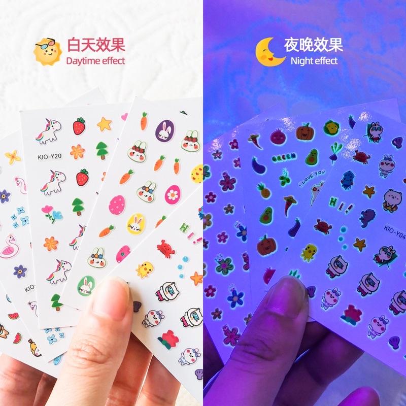 兒童夜光指甲貼 發光指甲貼 LGKAR 卡通夜光3D指甲貼 可愛公主冰雪維尼發光指甲貼 寶寶指甲貼紙 兒童女孩美甲貼紙-細節圖3