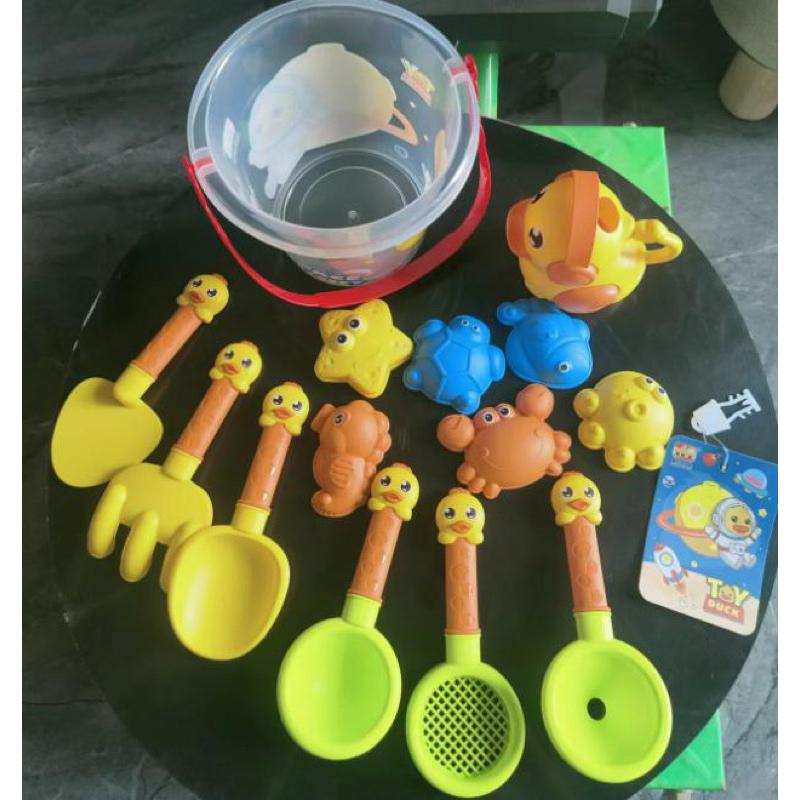 14件套 小鴨戲水玩沙工具沙灘桶 兒童挖砂玩具 海報沙灘-細節圖6