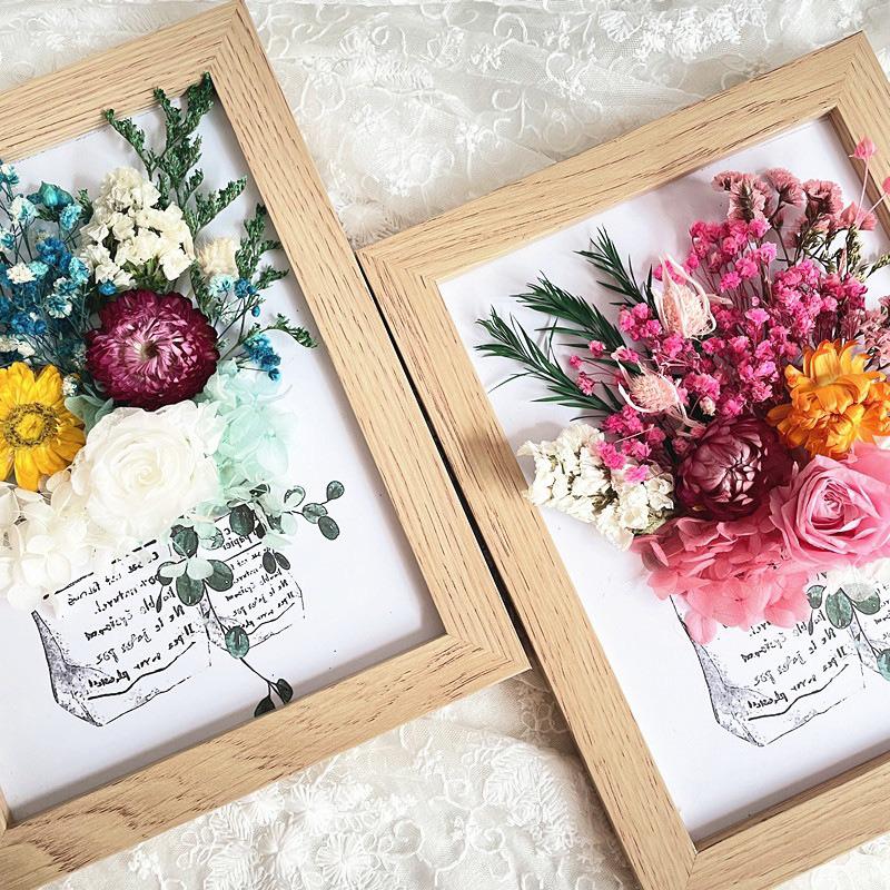 🌹電子發票-永生花+木質相框Diy +底圖｜超值優惠-花材包 乾燥花相框 插花手工教師節禮物 母親節禮物兒童手工課相匡-細節圖9