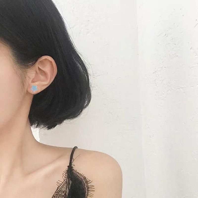 韓國 星星軟糖耳環 戴起來甜甜的！銀針彩色五角星耳釘三件套-細節圖2