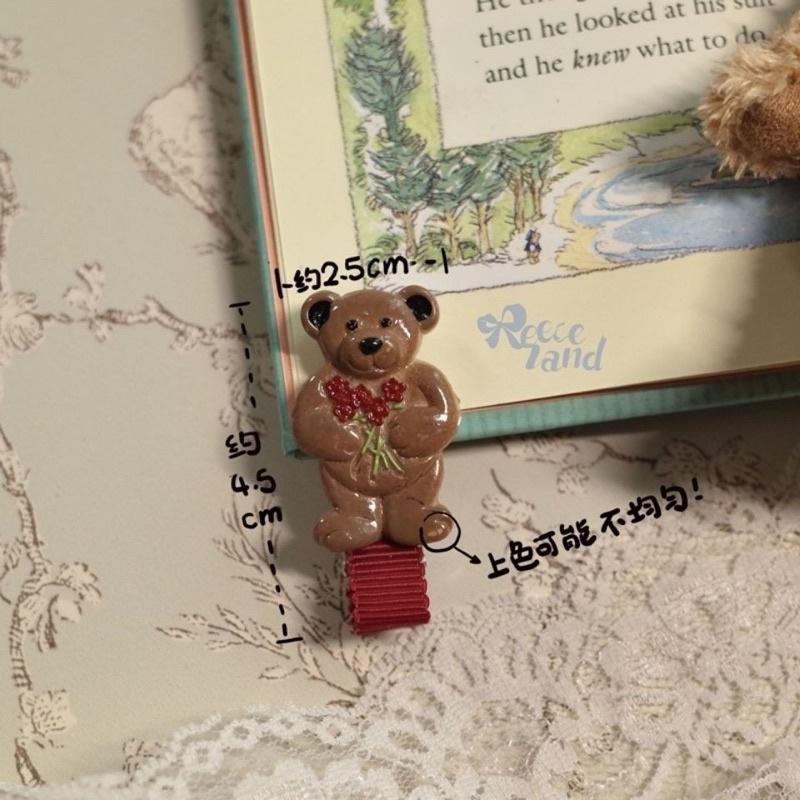 朱古力熊餅乾髮夾 復古髮夾 小熊髮夾 懷舊髮夾 童趣懷舊感可愛小熊 邊夾秋冬咖啡色 兒童髮夾 巧克力餅乾髮夾-細節圖3