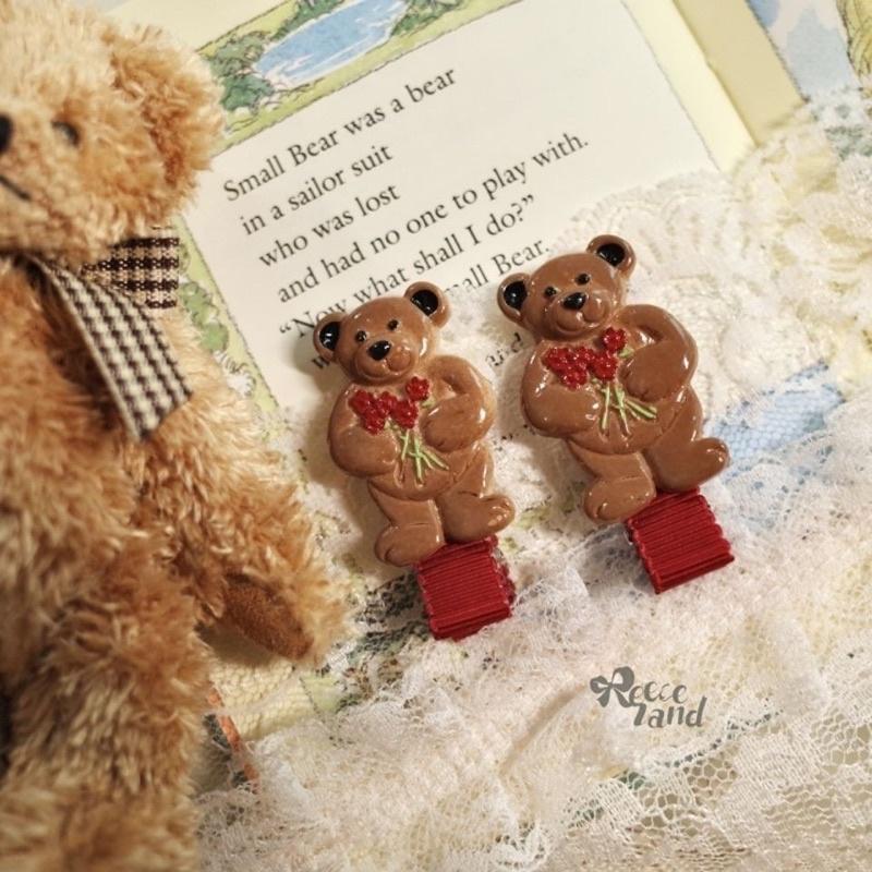 朱古力熊餅乾髮夾 復古髮夾 小熊髮夾 懷舊髮夾 童趣懷舊感可愛小熊 邊夾秋冬咖啡色 兒童髮夾 巧克力餅乾髮夾-細節圖4