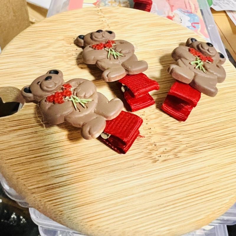 朱古力熊餅乾髮夾 復古髮夾 小熊髮夾 懷舊髮夾 童趣懷舊感可愛小熊 邊夾秋冬咖啡色 兒童髮夾 巧克力餅乾髮夾-細節圖5