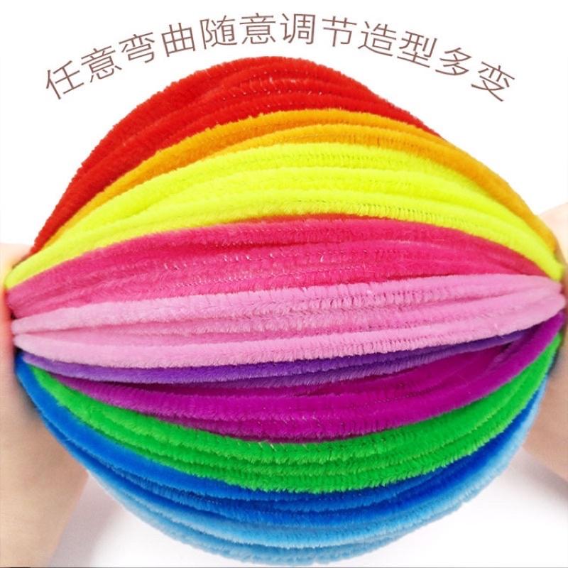 台灣出貨 100入下單區：毛根 扭扭棒 毛根條 馬卡龍 混色 DIY創意手作 兒童勞作 扭扭棒花束 兒童節小禮物-細節圖5