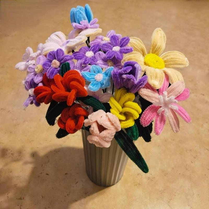 台灣出貨 100入下單區：毛根 扭扭棒 毛根條 馬卡龍 混色 DIY創意手作 兒童勞作 扭扭棒花束 兒童節小禮物-細節圖7