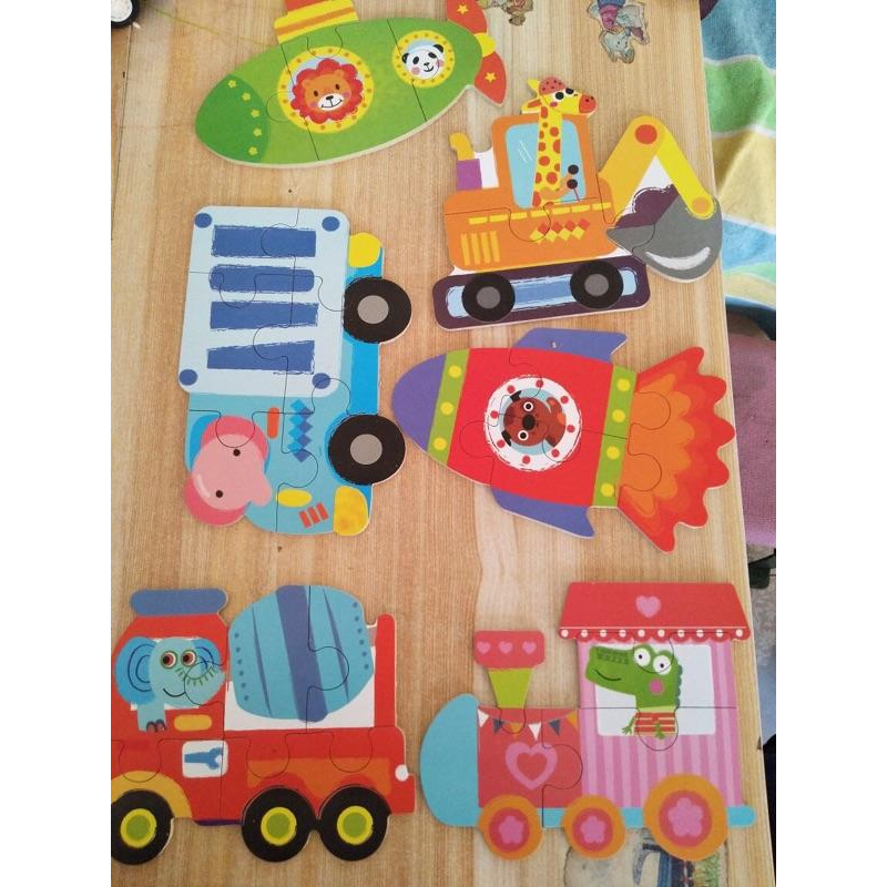 六合一拼圖 兒童鐵盒木頭拼圖 幼兒拼圖 鐵盒拼圖 Costco好市多兒童拼圖大塊拼圖 益智拼圖巧虎mideer恐龍拼圖-細節圖5