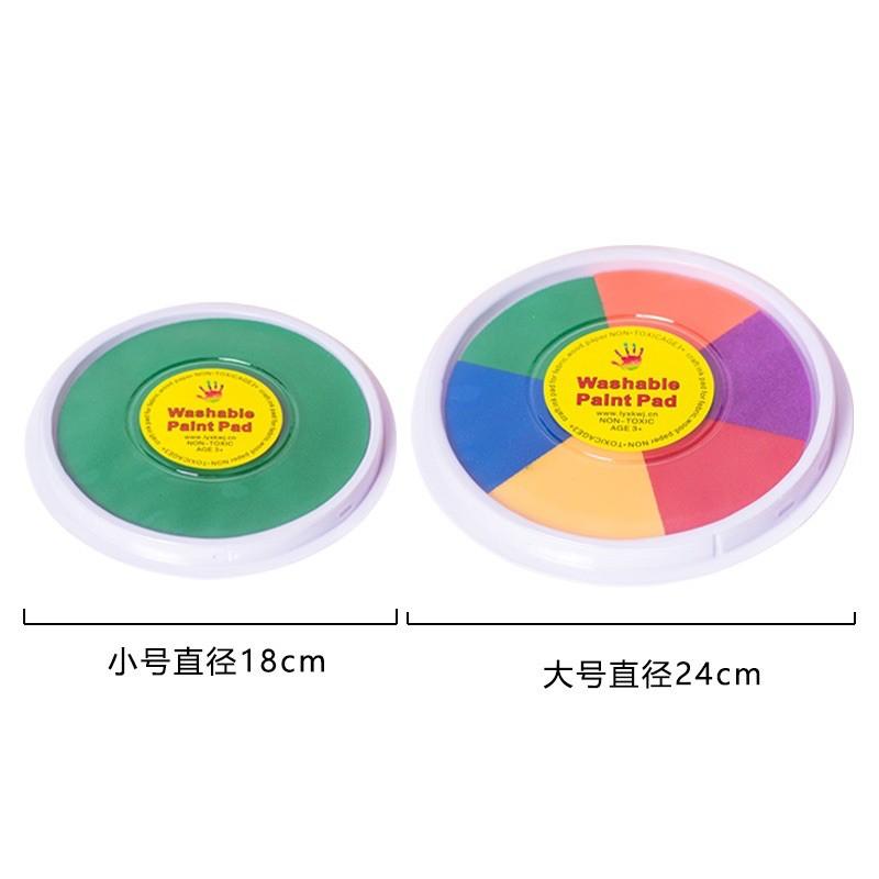 台灣現貨！幼教推薦～幼兒園兒童大號手指畫印泥環保可水洗繪畫顏料手掌拓印塗鴉手印盤-細節圖2