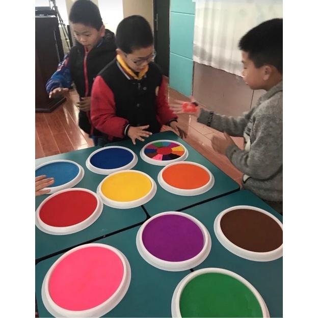 台灣現貨！幼教推薦～幼兒園兒童大號手指畫印泥環保可水洗繪畫顏料手掌拓印塗鴉手印盤-細節圖9