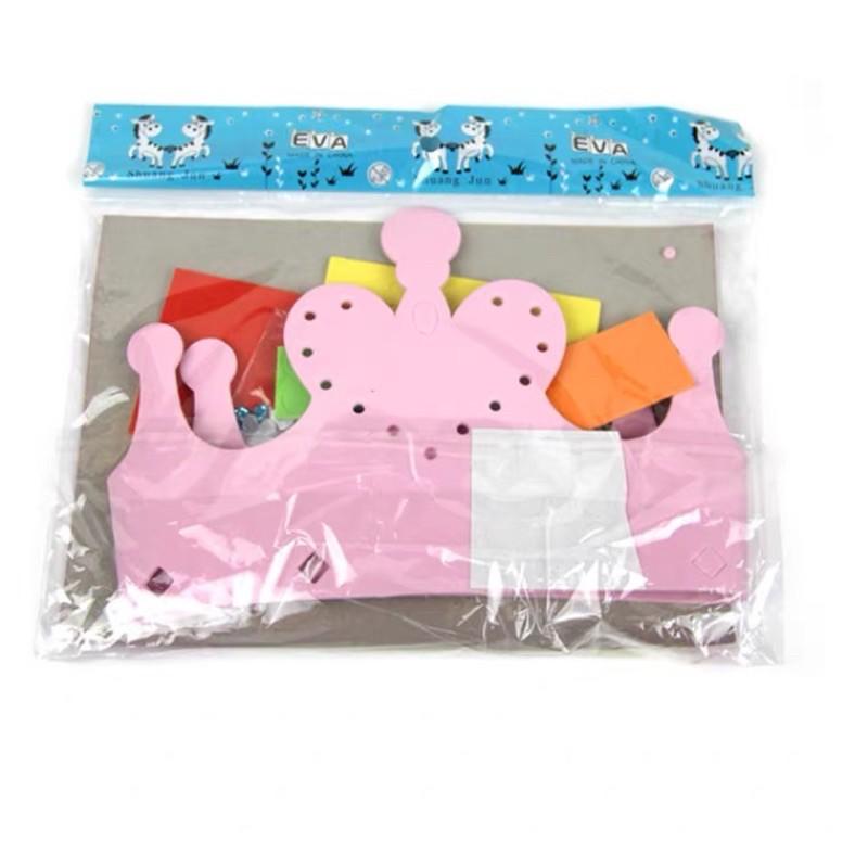 eva Diy皇冠帽 公主皇冠生日帽兒童diy手工製作材料包EVA皇冠帽子幼兒園創意粘貼畫週歲禮 兒童diy材料包-細節圖2