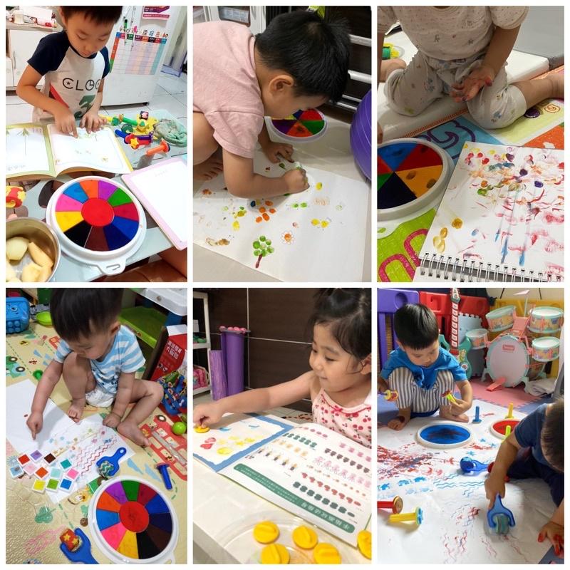 台灣現貨/指印畫Diy幼兒園兒童手指畫 印泥可水洗 繪畫顏料手掌拓印 塗鴉彩繪手印盤 手掌印泥兒童手指畫印泥手掌畫冊-細節圖9