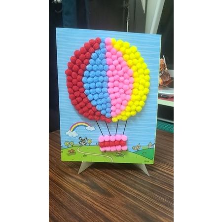 Diy毛球貼畫 ！台灣現貨兒童毛球貼畫 黏球貼畫毛球畫手工立體粘貼畫製作diy材料包幼兒園創意親子益智玩具-細節圖7