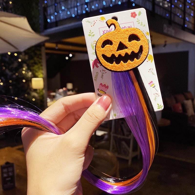 假髮 兒童假髮 萬聖節假髮 萬聖節假髮夾 蝙蝠南瓜節日派對裝扮 舞會裝扮 南瓜髮品-細節圖4