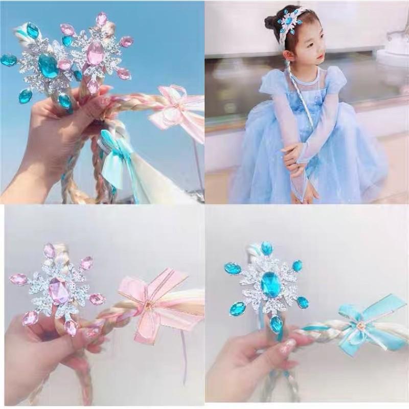 冰雪髮箍 冰雪假髮發箍頭扣節日裝扮派對發飾公主頭飾可愛兒童發箍假髮發飾-細節圖7