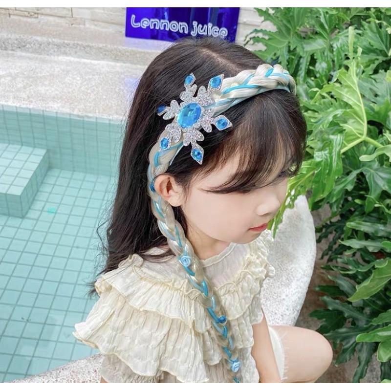 冰雪髮箍 冰雪假髮發箍頭扣節日裝扮派對發飾公主頭飾可愛兒童發箍假髮發飾-細節圖8