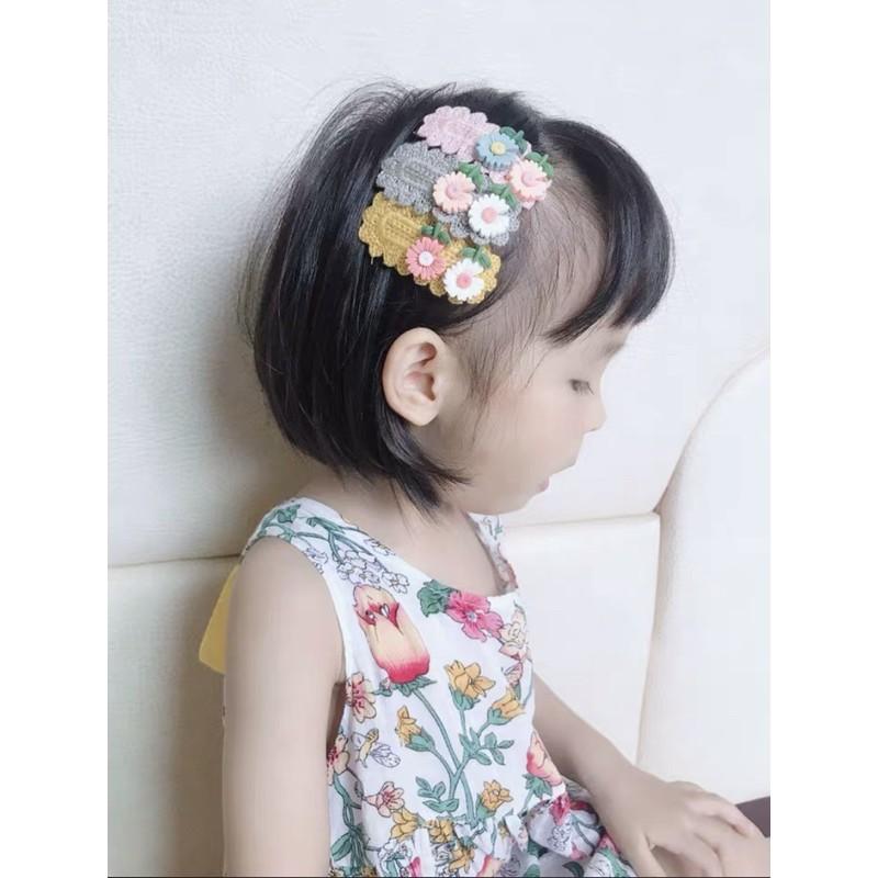 針織刺毛線髮夾 布藝髮夾 泫雅風針織花朵髮夾 手工編織劉海夾邊夾 ins可愛兒童毛線bb夾 一字夾 碎髮夾 頂夾 側邊夾-細節圖3