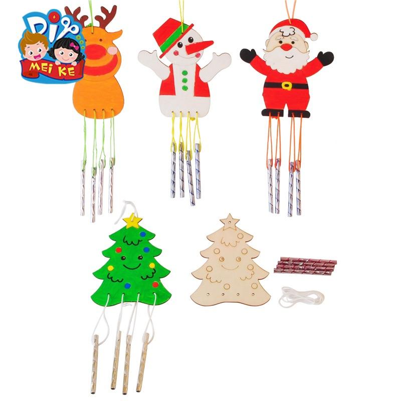 聖誕節慶-木質風鈴 聖誕風鈴 木質玩具 兒童自製作手工DIY木質塗色風鈴掛飾木質風鈴 聖誕風鈴幼兒園禮物 手作 手工-細節圖3