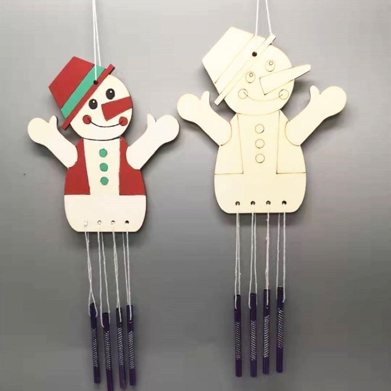 聖誕節慶-木質風鈴 聖誕風鈴 木質玩具 兒童自製作手工DIY木質塗色風鈴掛飾木質風鈴 聖誕風鈴幼兒園禮物 手作 手工-細節圖8