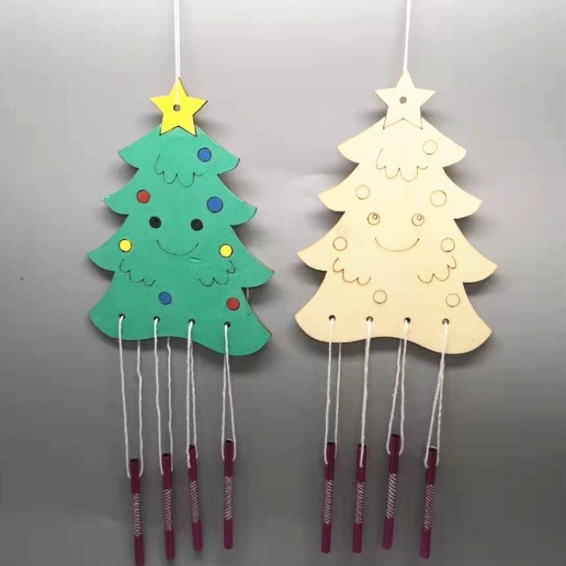 聖誕節慶-木質風鈴 聖誕風鈴 木質玩具 兒童自製作手工DIY木質塗色風鈴掛飾木質風鈴 聖誕風鈴幼兒園禮物 手作 手工-細節圖9