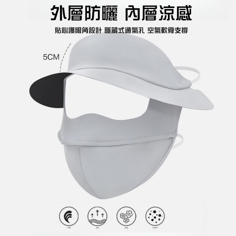🔴台灣現貨+發票 防曬面罩 冰絲遮陽帽 二合一遮陽帽 抗UV空頂帽 防曬帽 遮陽帽女 戶外防曬面罩全臉 口罩 面罩-細節圖3