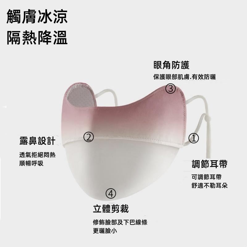 🔴台灣現貨+發票 3D無痕防曬口罩 玻尿痠薄款口罩 透氣防紫口罩 漸變色口罩冰絲口罩 護眼角口罩 騎行口罩(非醫療級)-細節圖8