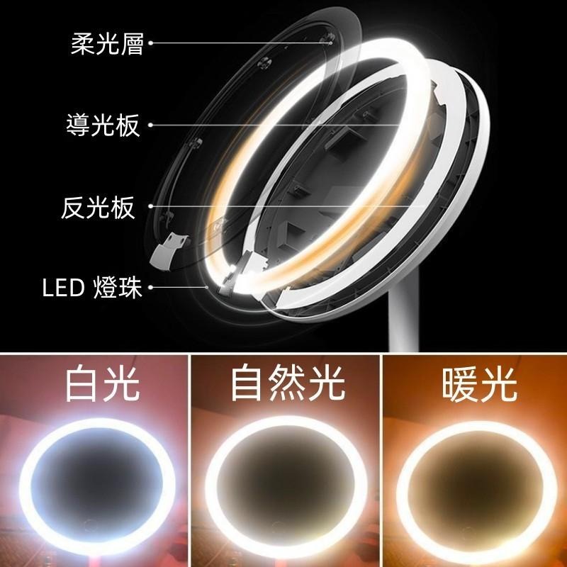 🔴台灣現貨+發票 LED觸控化妝鏡 折疊便攜 可調光 補光美妝鏡 梳妝鏡 觸控式梳妝鏡鏡 白光 暖光 混合光 鏡子-細節圖7
