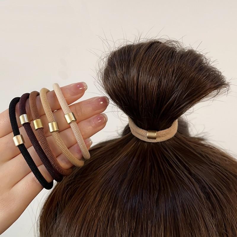 🔴台灣現貨+發票 韓國髮圈 大地色 髮圈 韓系百搭彈力髮繩 綁頭髮 馬尾 甜美 髮束 高彈力髮繩 基礎款 髮飾-細節圖2
