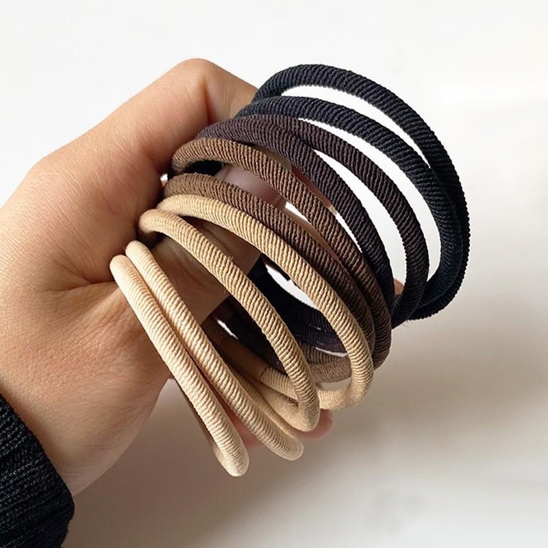🔴台灣現貨+發票 韓國髮圈 大地色 髮圈 韓系百搭彈力髮繩 綁頭髮 馬尾 甜美 髮束 高彈力髮繩 基礎款 髮飾-細節圖5