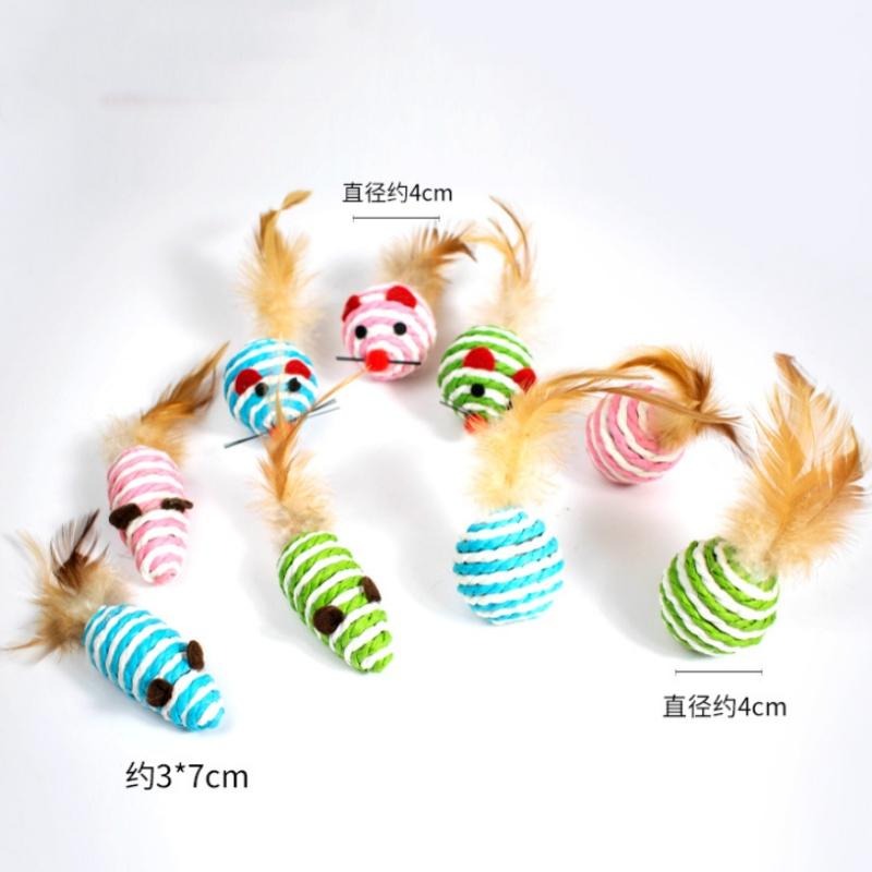 🔴現貨 貓咪劍麻球玩具 劍麻球 劍麻老鼠 貓咪解壓玩具 貓咪耐咬磨爪互動玩具 貓抓球 球形玩具 寵物玩具 寵物用品-細節圖6