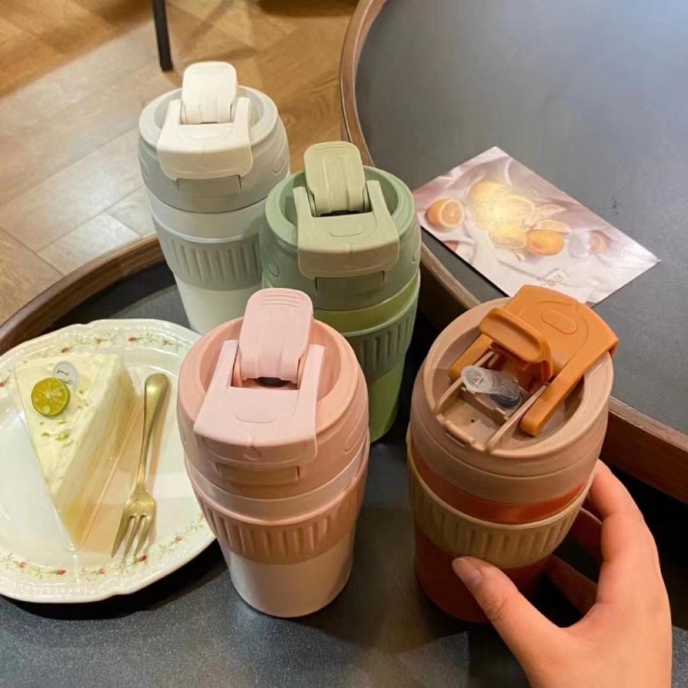 🔴現貨 便攜防漏咖啡杯 雙飲咖啡杯 保熱保冷 防塵防漏 咖啡杯 保溫杯 安全鎖扣 防滑矽膠-細節圖4
