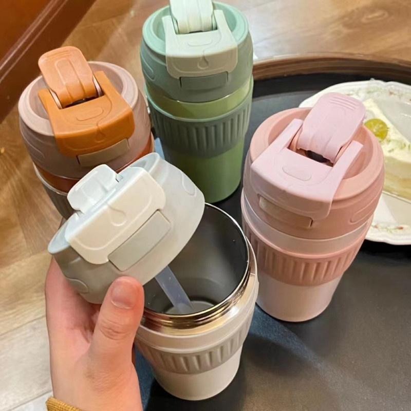 🔴現貨 便攜防漏咖啡杯 雙飲咖啡杯 保熱保冷 防塵防漏 咖啡杯 保溫杯 安全鎖扣 防滑矽膠-細節圖5
