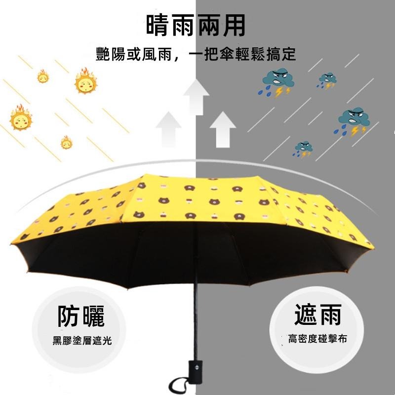 🔴現貨【小熊自動傘 】黑膠不透光晴雨傘 雨傘 8骨 一鍵自動開收傘 折傘 摺疊傘 折疊傘-細節圖2