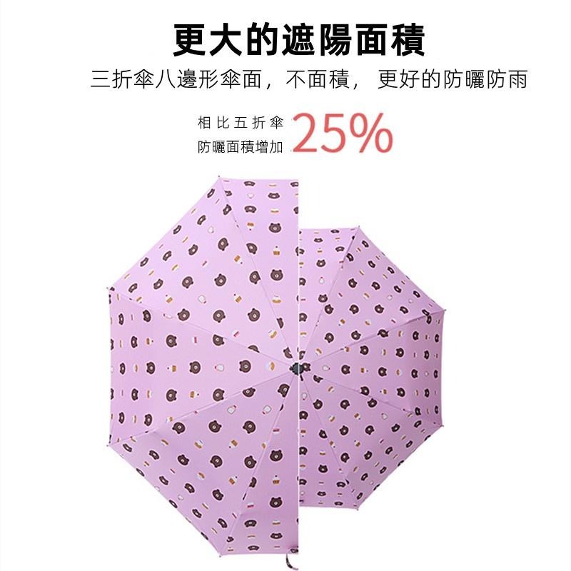 🔴現貨【小熊自動傘 】黑膠不透光晴雨傘 雨傘 8骨 一鍵自動開收傘 折傘 摺疊傘 折疊傘-細節圖4