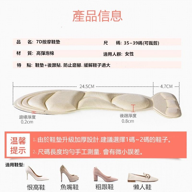 🔴現貨 【7D高跟鞋鞋墊】海棉後跟保護鞋墊 1雙 鞋墊 後跟貼二合一鞋墊 透氣吸汗 防滑 減震-細節圖9