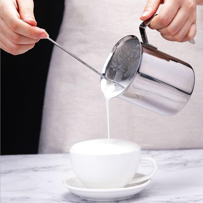 🔴現貨【打奶泡器】不銹鋼 打奶泡杯 手動打奶器 咖啡 奶泡器 手打奶泡杯 咖啡奶泡杯 手壓奶泡器 雙層濾網 咖啡奶泡壺-細節圖3