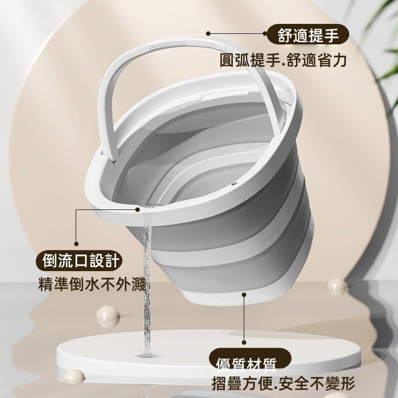 台灣現貨+發票 加大款 10L大容量 折疊水桶 摺疊水桶 洗臉盆 儲水 洗車 釣魚桶 伸縮水桶 折疊泡腳桶 收納水桶-細節圖6