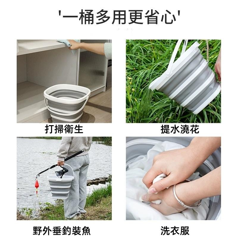 台灣現貨+發票 加大款 10L大容量 折疊水桶 摺疊水桶 洗臉盆 儲水 洗車 釣魚桶 伸縮水桶 折疊泡腳桶 收納水桶-細節圖7