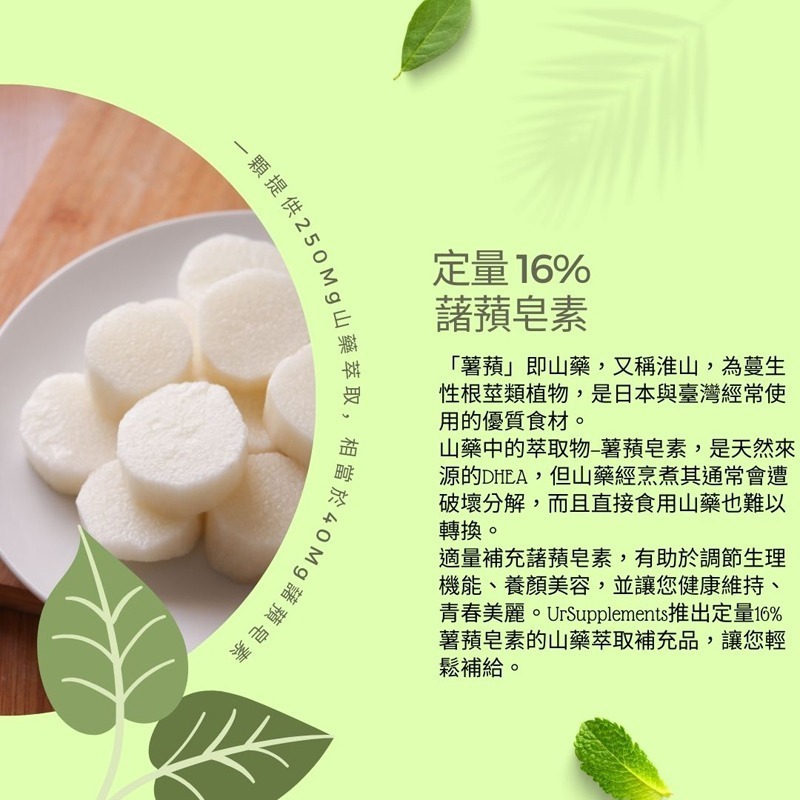 山藥萃取膠囊 Wild Yam 定量薯蕷皂素 天然DHEA來源 250mg/60顆 全素《UrSupplements》-細節圖2