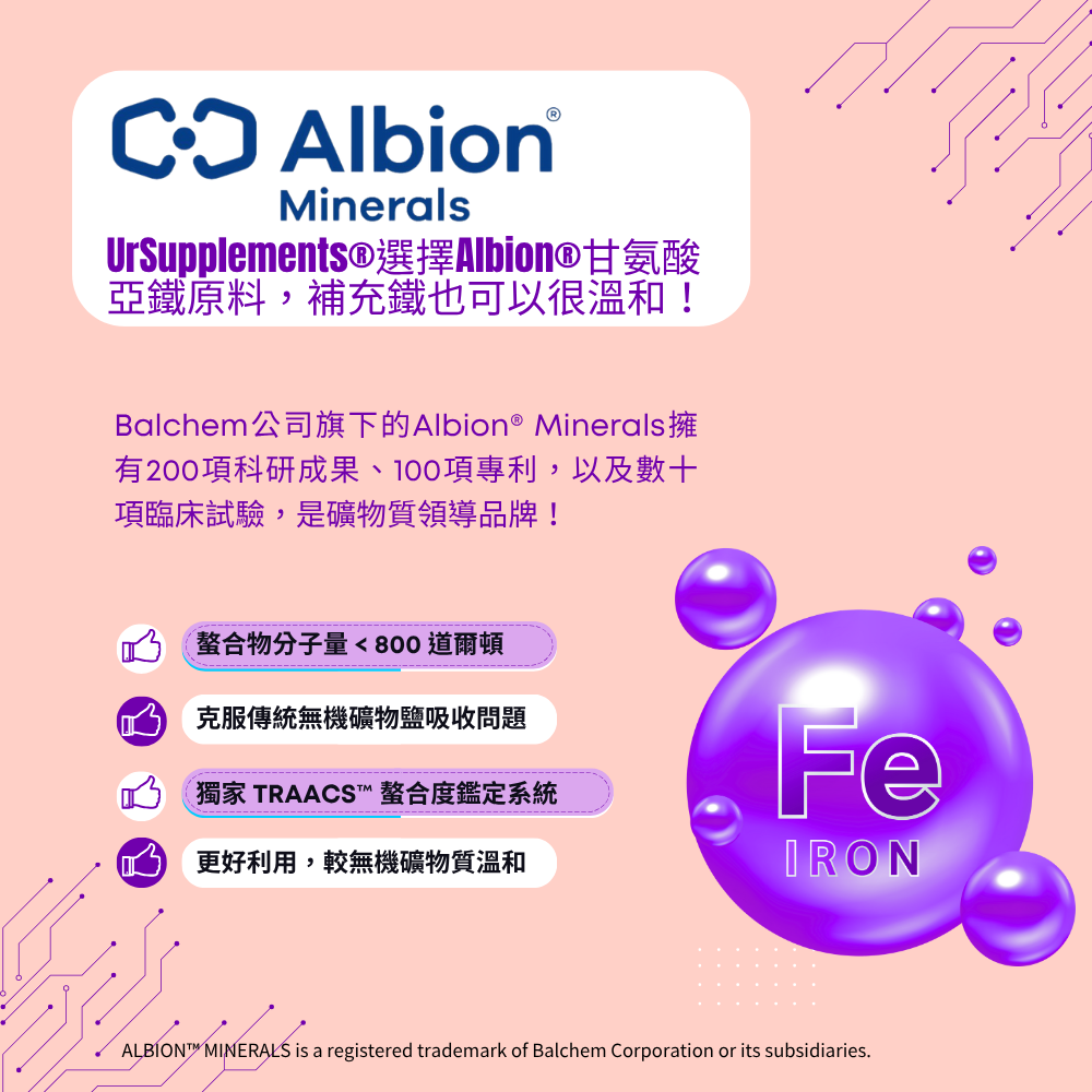 甘氨酸亞鐵 Albion Ferrous Bisglycinate 90顆/瓶 全素《UrSupplements》-細節圖5